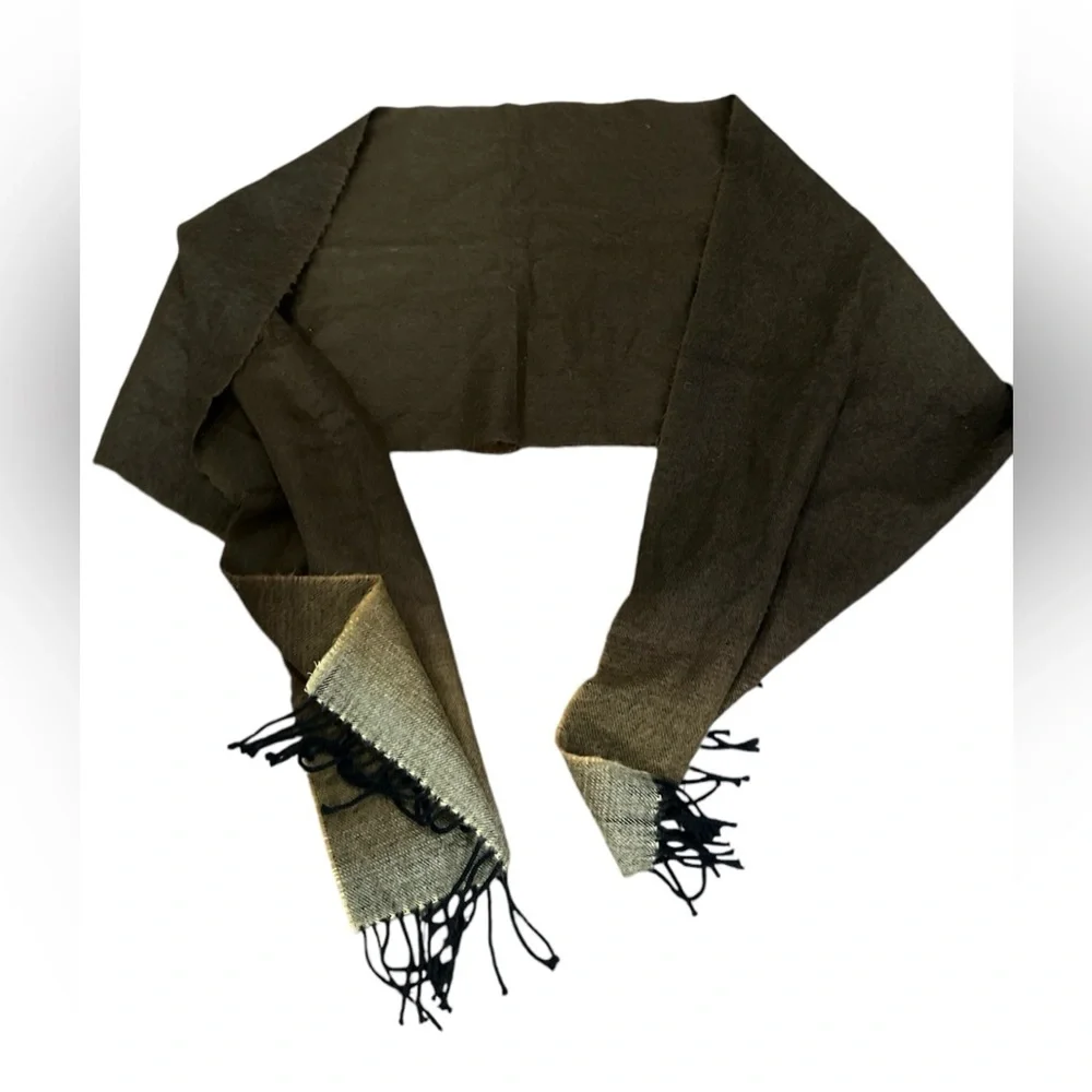 Scarf Tartan 100% Cashmere brown‎ Colorful with Fringe